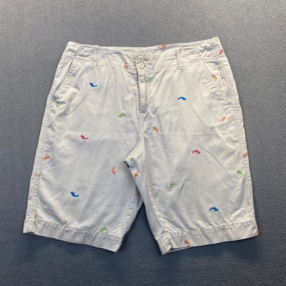 bamboo trader bermuda‎ Beige shorts size 14 Embroidery,Pockets Zipper